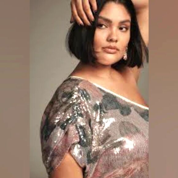 Porridge Pink One Shoulder Sequin Dress Plus 3X Anthropologie - Picture 2 of 4